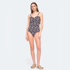 SEA NY Maternity Navy Paisley One-Piece Swimsuit - Women medium